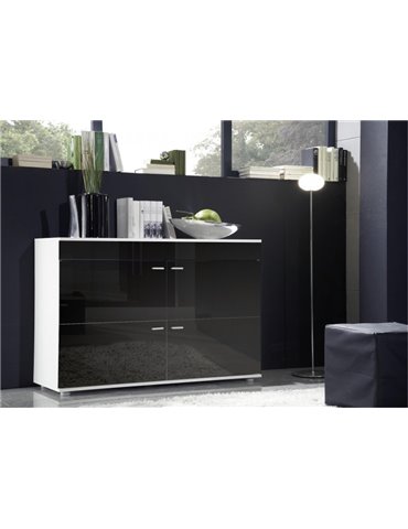 Cama MEBLE Cama storage cabinets set LOGO II 250/42/190 white/black gloss