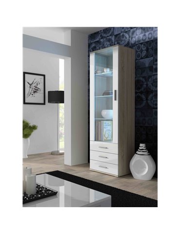 Cama MEBLE Cama display cabinet SOHO S1 sonoma oak/white gloss