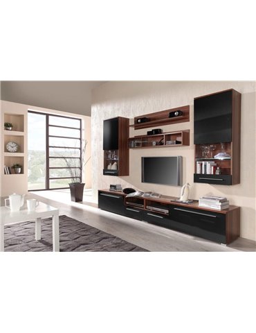 Cama MEBLE Cama Wall unit LUNA 260/44/190 in plum/black gloss