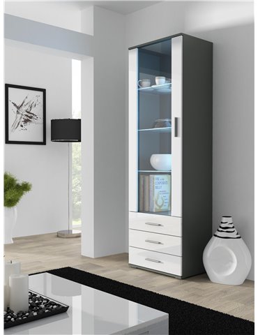 Cama MEBLE Cama display cabinet SOHO S1 grey/white gloss