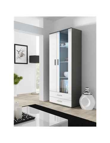 Cama MEBLE Cama display cabinet SOHO S6 2D2S grey/white gloss