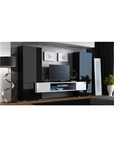 Cama MEBLE Cama Wall unit TORI 277/46/162 black/black/RTV white