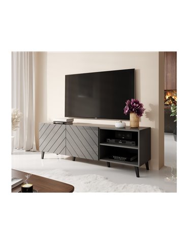 Cama MEBLE RTV cabinet ABETO 150x42x52 graphite/gloss