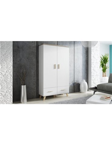 Cama MEBLE Cama wardrobe LOTTA 2D2D white + sonoma oak