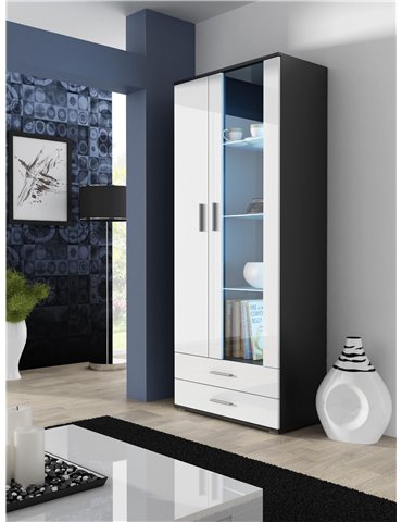 Cama MEBLE Cama display cabinet SOHO S6 2D2S black/white gloss