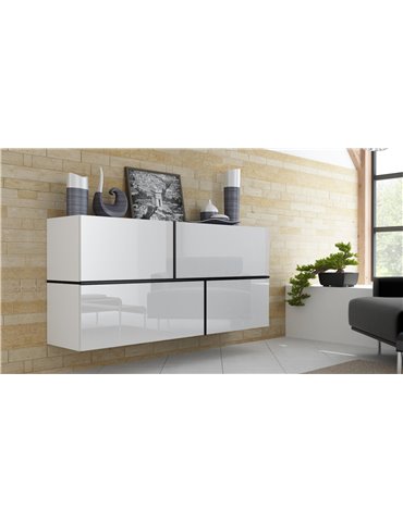 Cama MEBLE Cama sideboard GOYA 170/40/80 white/white gloss+black