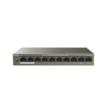 Tenda TEF1110P-8-63W network switch Unmanaged Fast Ethernet (10/100) Power over Ethernet (PoE) Black