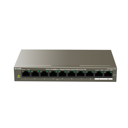 Tenda TEF1110P-8-102W Fast Ethernet (10/100) Power over Ethernet (PoE) Grey Tenda TEF1110P-8-102W Fast Ethernet (10/100) Power over Ethernet (PoE) Grey