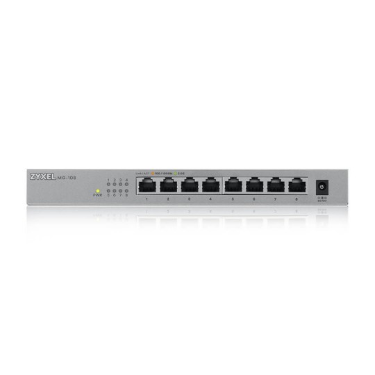 Zyxel MG-108 Unmanaged 2.5G Ethernet (100/1000/2500) Steel Zyxel MG-108 Unmanaged 2.5G Ethernet (100/1000/2500) Steel