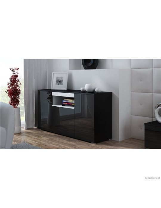 Cama MEBLE Cama sideboard VIVA 150 black/black gloss + white Cama MEBLE Cama sideboard VIVA 150 black/black gloss + white