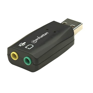 Manhattan USB-A Sound Adapter  USB-A to 3.5mm Mic-in and Audio-Out ports  480 Mbps (USB 2.0)  supports 3D and virtual 5.1 surrou