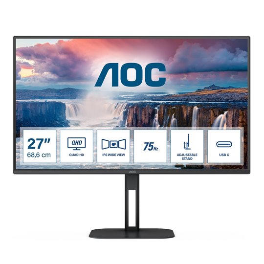 AOC V5 Q27V5C 68.6 cm (27 ) 2560 x 1440 pixels Quad HD LED Black AOC V5 Q27V5C 68.6 cm (27 ) 2560 x 1440 pixels Quad HD LED Black