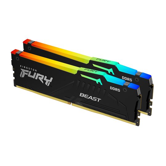 Kingston Technology FURY 64GB 6000MT/s DDR5 CL40 DIMM (Kit of 2) Beast RGB XMP Kingston Technology FURY 64GB 6000MT/s DDR5 CL40 DIMM (Kit of 2) Beast RGB XMP