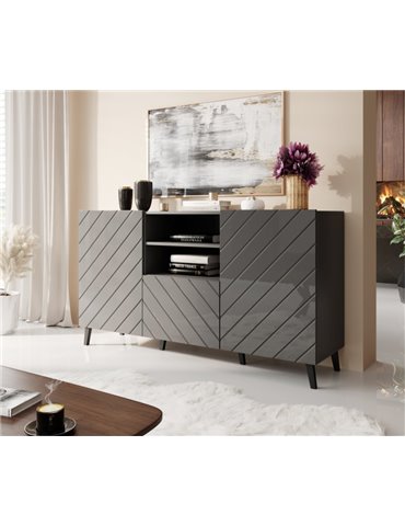 Cama MEBLE ABETO chest of drawers 150x42x82 graphite/gloss