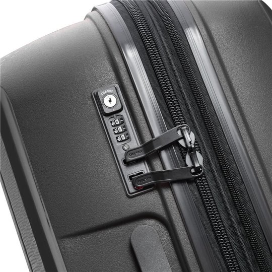DELSEY CASE BELMONT PLUS 76CM 4 DOUBLE WHEELS EXPANDABLE TROLLEY CASE BLACK