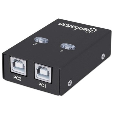 Manhattan USB-A Automatic Sharing Switch, 2x USB-B Ports, 480 Mbps (USB 2.0), Dual Control (Auto-Sensing or Manual), Bus Powered