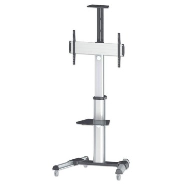 Manhattan TV & Monitor Mount, Trolley Stand, 1 screen, Screen Sizes: 37-65", Silver, VESA 200x200 to 600x400mm, Max 50kg, LFD, L