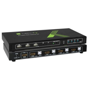 Techly 4x1 USB HDMI 4Kx2K IDATA KVM-HDMI4U KVM switch Black