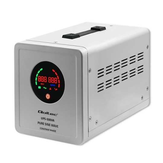 Qoltec 50716 Uninterruptible power supply Pure Sine Wave UPS | 500VA | 350W | constant phase | Grey Qoltec 50716 Uninterruptible power supply Pure Sine Wave UPS | 500VA | 350W | constant phase | Grey