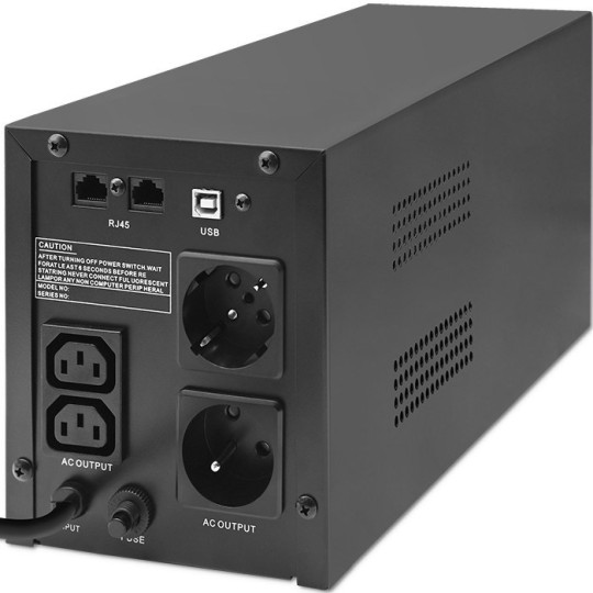 Qoltec 53771 uninterruptible power supply (UPS) Line-Interactive 2 kVA 1200 W 2 AC outlet(s)