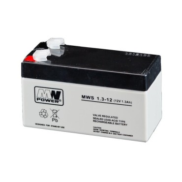 MPL MW POWER MWS 1.3-12 UPS battery Lead-acid accumulator AGM Maintenance-free 12 V 1,3 Ah Black, Grey