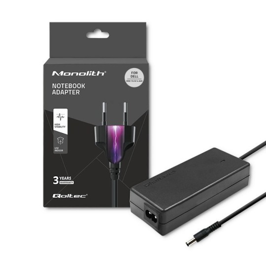 Qoltec 51516.90W Power adapter for Dell | 90W | 19.5V | 4.62A | 4.5*3.0+pin | +power cable Qoltec 51516.90W Power adapter for Dell | 90W | 19.5V | 4.62A | 4.5*3.0+pin | +power cable