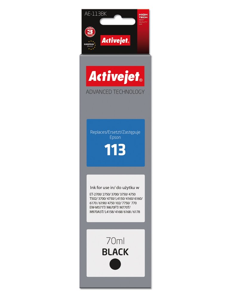 Activejet AE-113BK bläckpatroner 1 styck Kompatibel Standardavkastning Svart