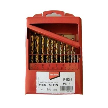 TITANIUM DRILL BIT SET HSS-G TIN 19pcs 1-10mm