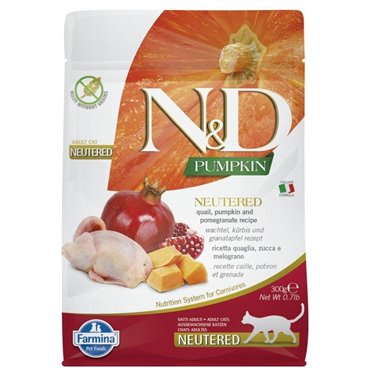 Farmina N&D Pumpkin Cat Quail and Pomegranate Neutered Adult - dry cat food - 300 g