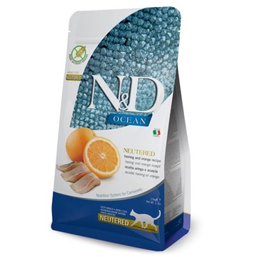 Farmina Dry cat food - FARMINA N&D CAT OCEAN HERRING&ORANGE NEUTERED 300g