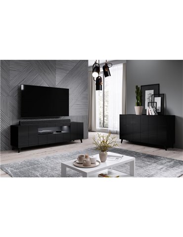 Cama MEBLE Cama sideboard 2D REJA black gloss/black gloss