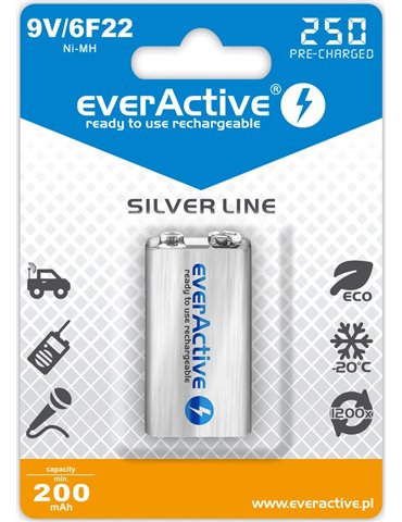 Everactive EVHRL22-250 hushållsbatteri Laddningsbart batteri 9V Nickel-metallhydrid (NiMH)