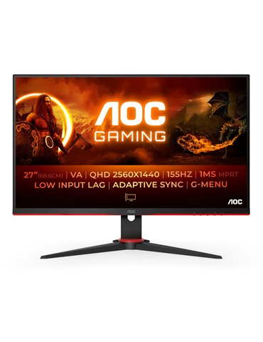 AOC G2 Q27G2E/BK platta pc-skärmar 68,6 cm (27") 2560 x 1440 pixlar Quad HD Svart, Röd