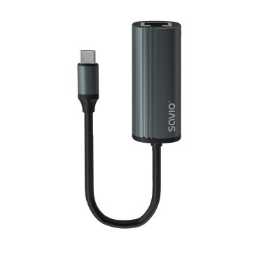 SAVIO Adapter USB-C 3.1 Gen.1 (M) to RJ-45 Gigabit Ethernet (F)  1000 Mbps  AK-56  grey