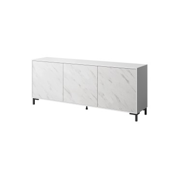 Cama MEBLE MARMO 3D chest of drawers 200x45x80 5 cm white matt/marble white