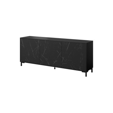 Cama MEBLE MARMO 3D chest of drawers 200x45x80 5 cm matte black/marble black