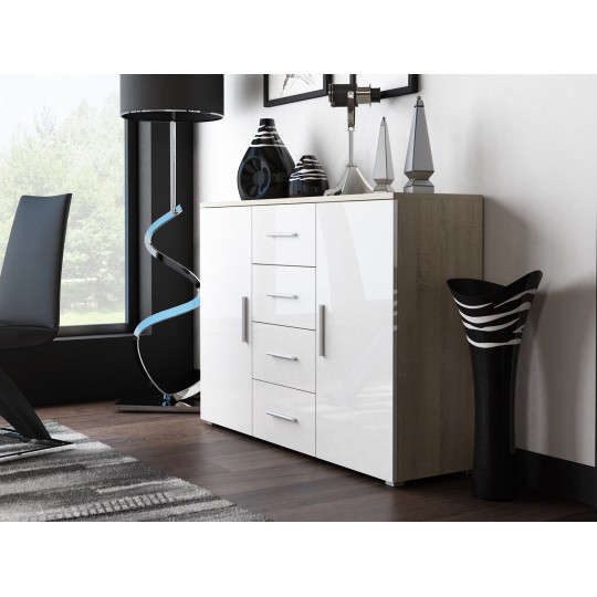Cama MEBLE Cama living room sideboard UNI sonoma oak/white gloss
