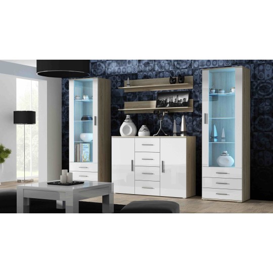 Cama MEBLE Cama living room sideboard UNI sonoma oak/white gloss