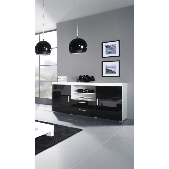 Cama MEBLE Cama sideboard SAMBA white/black gloss