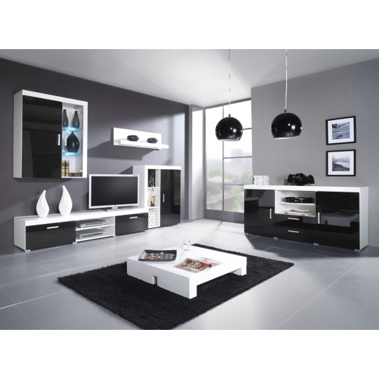 Cama MEBLE Cama sideboard SAMBA white/black gloss
