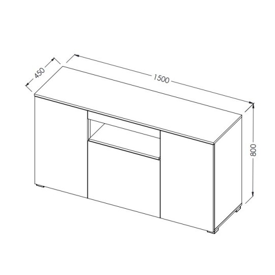 Cama MEBLE Cama sideboard VIVA 150 black/black gloss + white