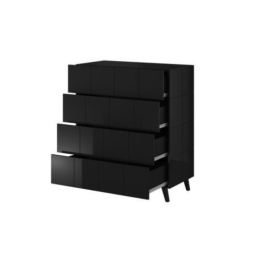 Cama MEBLE Cama chest of drawers 4D REJA black gloss/black gloss