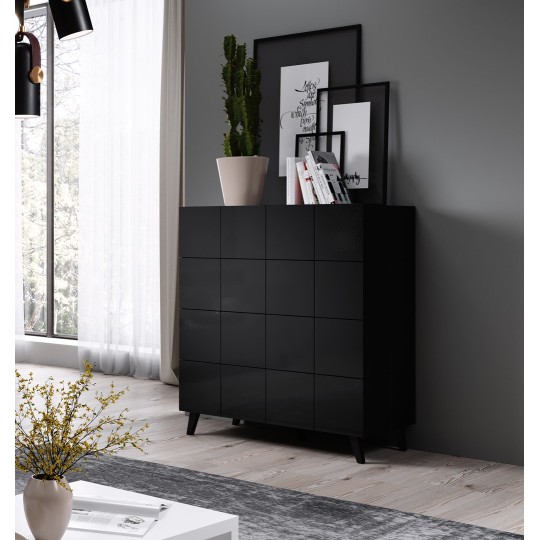 Cama MEBLE Cama chest of drawers 4D REJA black gloss/black gloss