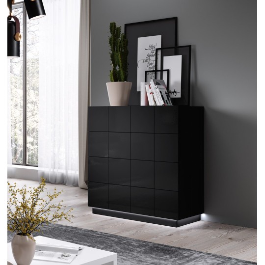 Cama MEBLE Cama chest of drawers 4D REJA black gloss/black gloss