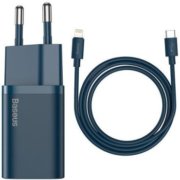 Baseus Super Si Power charger with USB-C to Lightning cable 20W Blue
