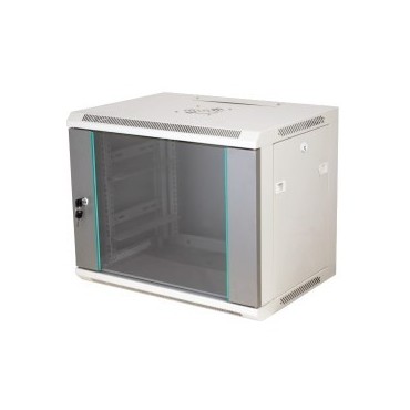 Q-LANTEC 19" 18U wall-mounted rack 600x450, glass door, grey