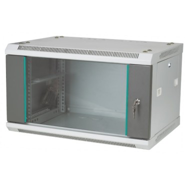Q-LANTEC 19" 6U 600x450 wall-mounted rack, glass door grey