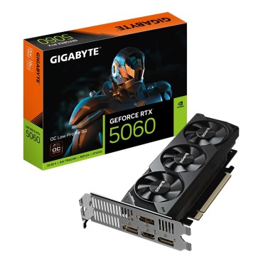 GIGABYTE GeForce RTX 5060 OC Low Profile 8G Graphics Card - 8GB GDDR7, 128bit, PCI-E 5.0, 2512 MHz Core Clock, 3 x DisplayPort, 