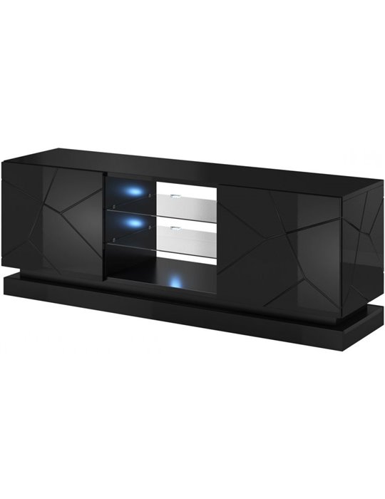 Cama MEBLE Cama TV cabinet QIU 160 MDF black gloss/black gloss Cama MEBLE Cama TV cabinet QIU 160 MDF black gloss/black gloss