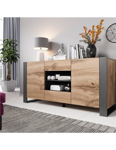 Cama MEBLE WOOD bookcase 65x40x170 oak wotan + anthracite